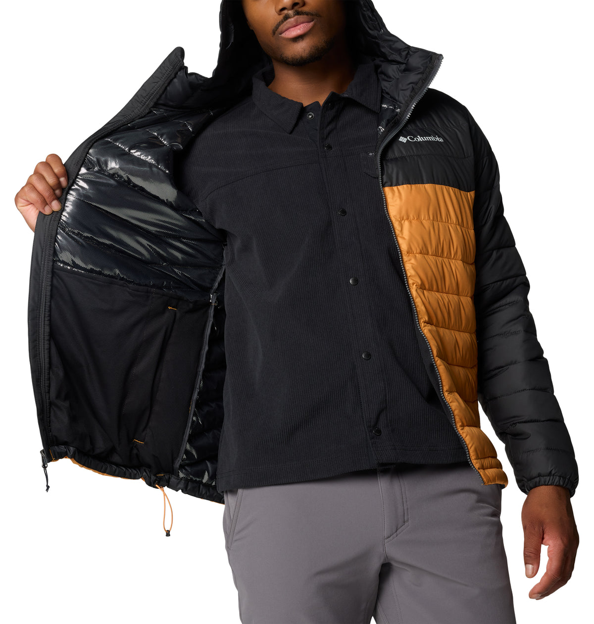 Chaqueta Para Senderismo Powder Lite™ Ii Hooded Jacket Hombre Amarilla Con Negro